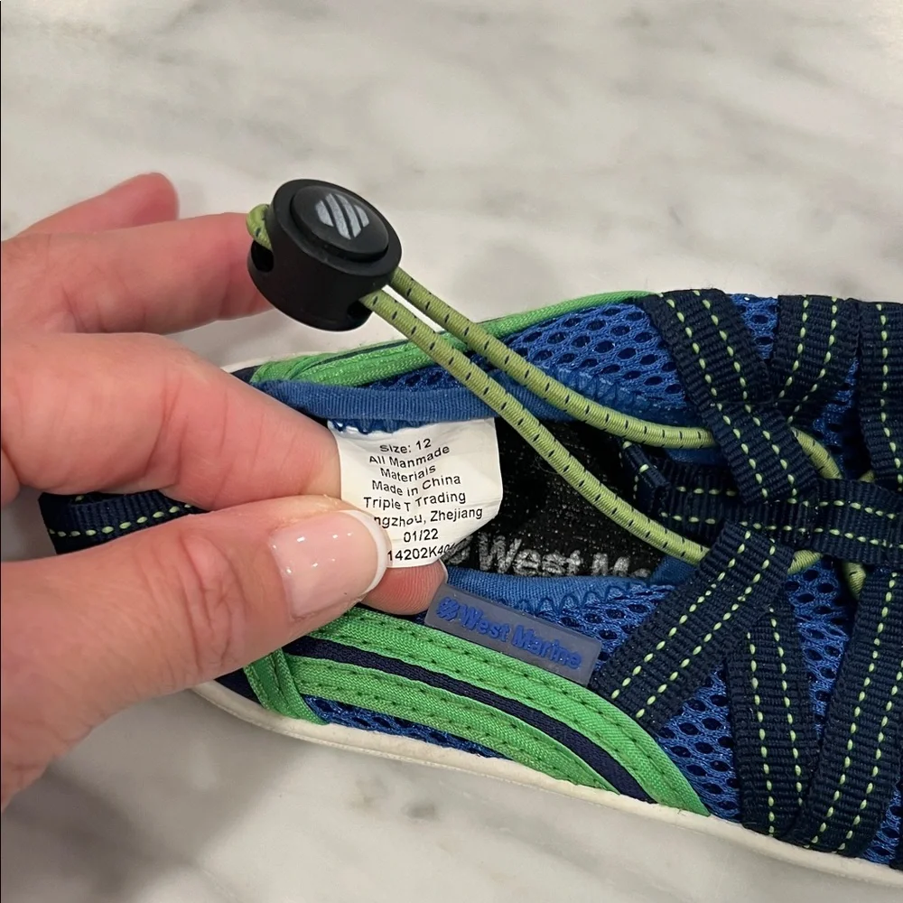 Kids Navy and Lime Water Shoes